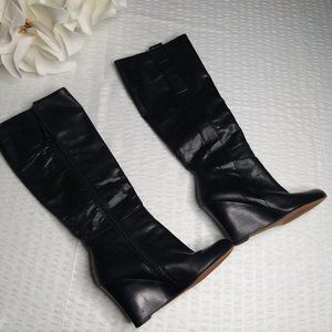 Nine West Knee High Leather Wedge Boots size 6.5